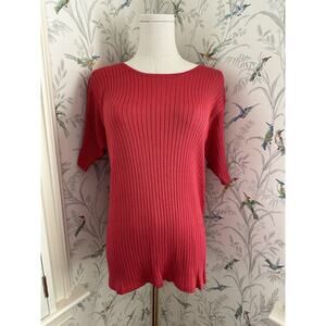 Women's WASSERMAN Red 100% Silk Short Sleeve Knit Top Size M
